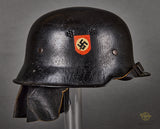 Third Reich Fire Police Model 1934 Helmet with Neck Flap