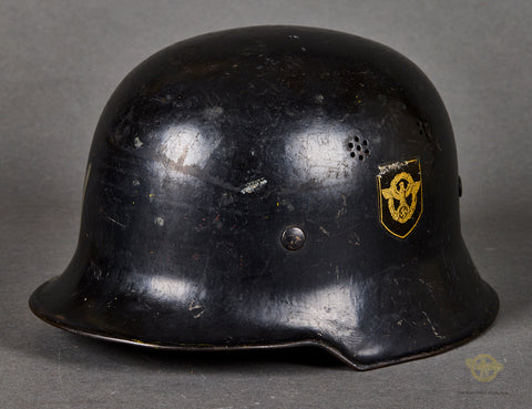 Third Reich Fire Police Model 1934 Helmet with Neck Flap