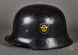 Third Reich Fire Police Model 1934 Helmet with Neck Flap