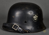 Third Reich Model 1934 Civic Fire Police Double Decal Helmet