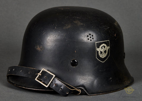 Third Reich Model 1934 Civic Fire Police Double Decal Helmet