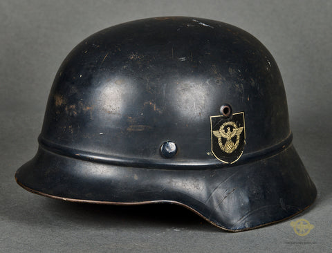 Third Reich Luftschutz Police Model 1935 Double Decal Combat Helmet
