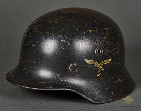 WWII German Luftwaffe Model 1935 Reissue Single Decal Combat Helmet, Named