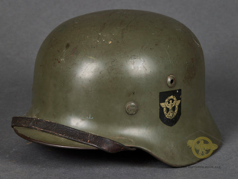 Third Reich Police Model 1935 Double Decal Helmet, Vet Family Acquired