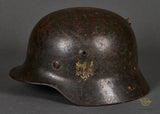 WWII German Army Model 1940 Single Decal Helmet with Battle Damage