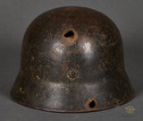 WWII German Army Model 1940 Single Decal Helmet with Battle Damage