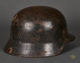 WWII German Army Model 1940 Single Decal Helmet with Battle Damage