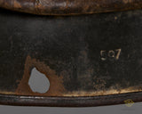 WWII German Army Model 1940 Single Decal Helmet with Battle Damage