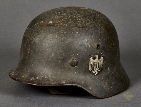 WWII German Army Model 1935 Single Decal Reissue Helmet
