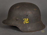 WWII German Wehrmacht Combat Helmet with GI Added Swastikas