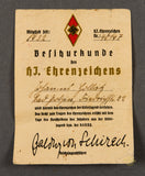 Early Certificate for Hitler Youth Golden Party Badge