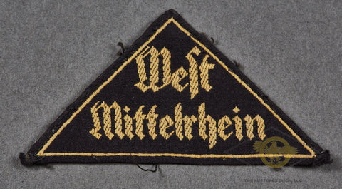 German WWII HJ District Sleeve Triangle for West Mittelrhein