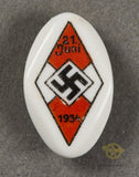 German WWII HJ Porcelain Rally Pin