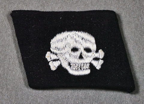 German WWII Totenkopf Skull SS Panzer Division Collar Tab