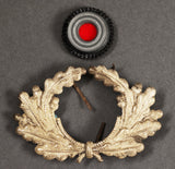 German WWII Army Visor Cap Wreath and Cockade