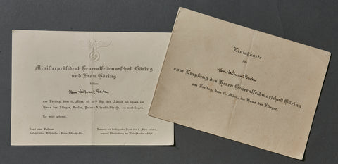 Pair of Event Invitations from Göring to Leutnant Gerker