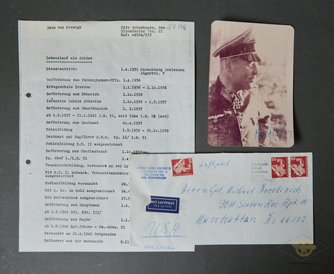 German WWII Signed Photo of Knights Cross Winner Major Dedo von Krosigk