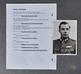 German WWII Original Signed Photo of Knights Cross Winner Friedrich Piefer