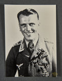 German WWII Signed Photo of Knights Cross Winner Josef Flögel
