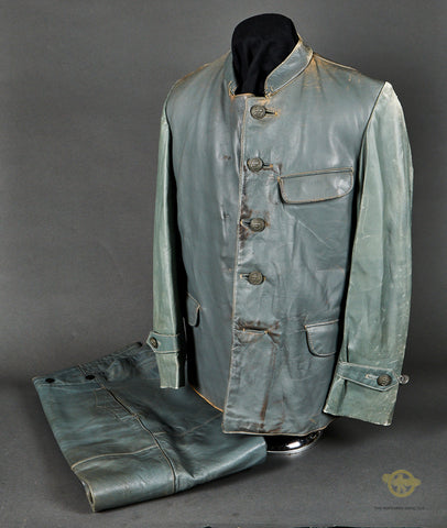 WWII German Kriegsmarine Foul Weather Leather Coat/Trousers. Veteran Family Acquired