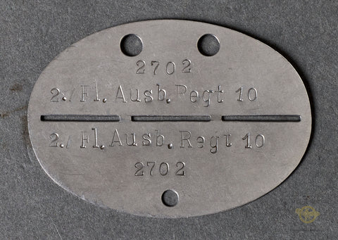 German WWII Luftwaffe Dog Tag in Aluminum