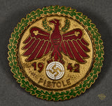 German Golden Grade with Oak Leaves Tyrolean Shooting Badge for “Pistole” (Pistol) 1943