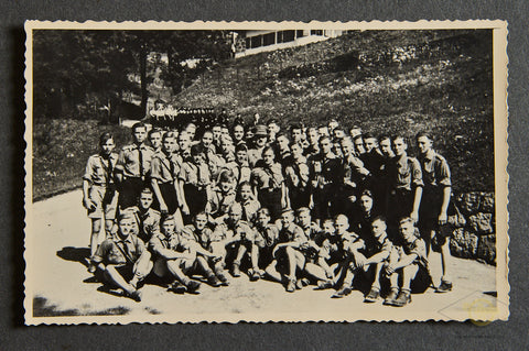 German WWII Original Real Photo Postcard of Hitler and the HJ at the Berghof