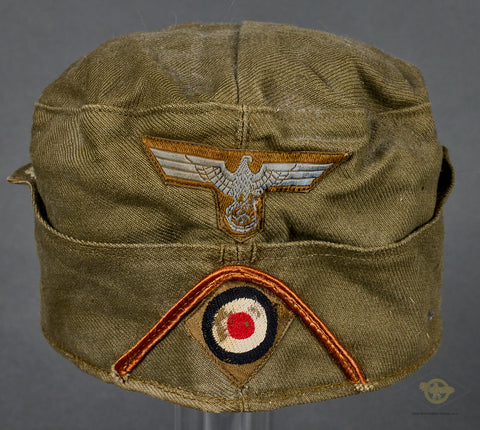 German WWII DAK Side Cap w/Collector Added Piping