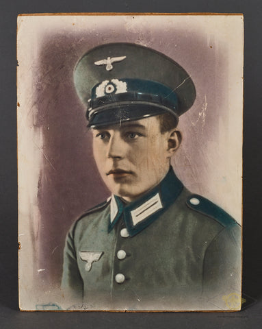 German WWII Studio Portrait of Young Enlisted Man in Pioneer Unit
