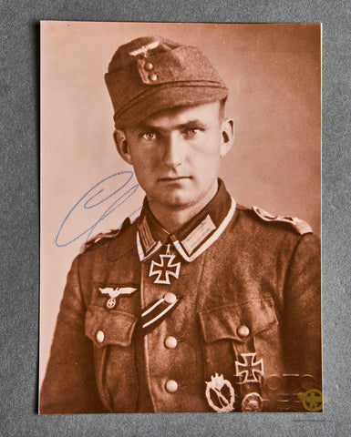 German WWII Signed Photo of Heer Soldier Josef Abel a Knight’s Cross of the Iron Cross Winner