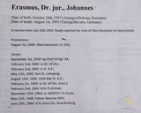 German WWII Signed Photo of Army Dr Jur Johannes Erasmus
