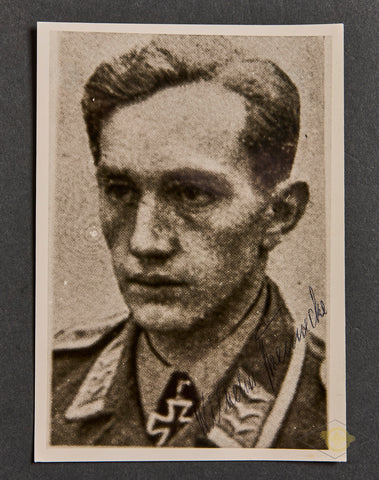 German WWII Signed Photo of Knight’s Cross Winner Pilot Wilhelm Brennecke