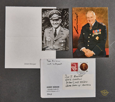 German WWII Two Signed Photos of Knight’s Cross Winner Albert Bürger