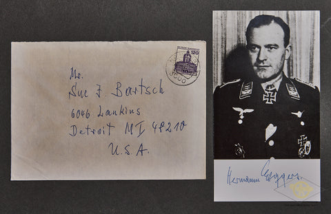 German WWII Signed Photo of Knight’s Cross Winner Hermann Eggers
