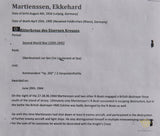 German WWII Signed Photo of Knight’s Cross Winner Ekkehard Martienssen