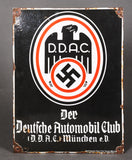 German WWII D.D.A.C Enameled Porcelain Sign