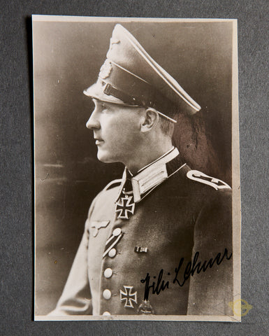 German WWII Signed Photo of Knights Cross Winner Wilhelm Lehner
