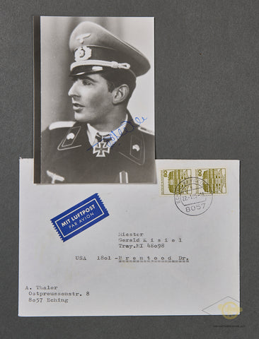 WWII German Photo Signed by Panzer Knights Cross Recipient Andreas Thaler