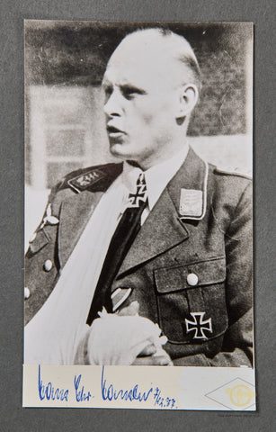 German WWII Signed Photo of Knights Cross Winner Hans Christian Hansen