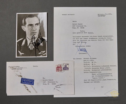 German WWII Signed Photo of Knights Cross Winner Herbert Wittmann