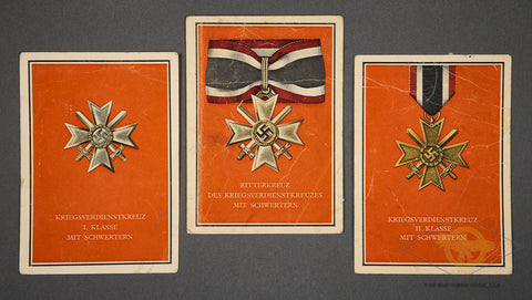 Lot of Three War Merit Cross w/Swords Postcards