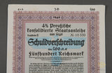 500 Reichsmark 4% Prussian Consolidated Government Bond from 1940