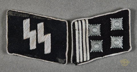 German WWII Set of Collar Tabs for SS Hauptsturmfuhrer