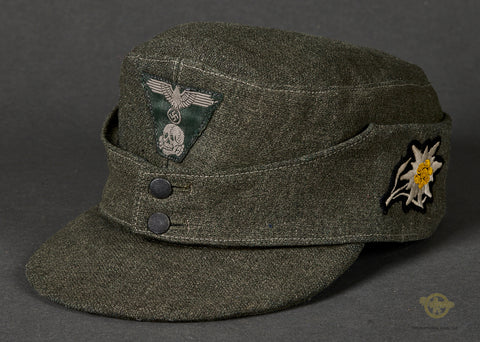 German WWII Waffen SS Enlisted Man’s Mountain Troops Field Cap