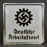 German WWII Large White Enameled Sign for a DAF Office