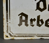 German WWII Large White Enameled Sign for a DAF Office