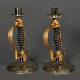 German WWII Era Pair of German Sword Hilt Candlesticks