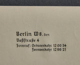 Reichschancellery Stationery Used for Sponsorship Application