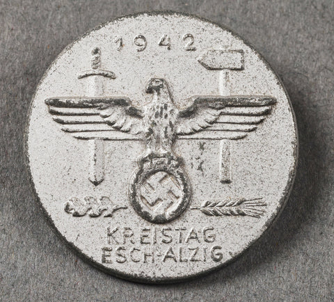 German WWII Rare 1942 Kreistag Esch Alzig Day Tinnie