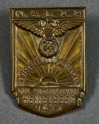 NSDAP Gau Mittelfranken Hesselberg Tinnie 1933
